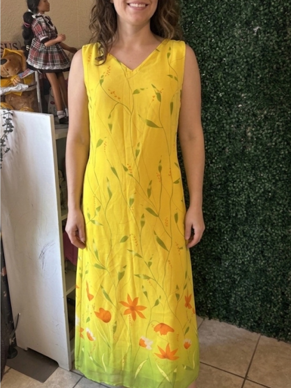 Yellow Floral V-Neck Maxi Dress # 196